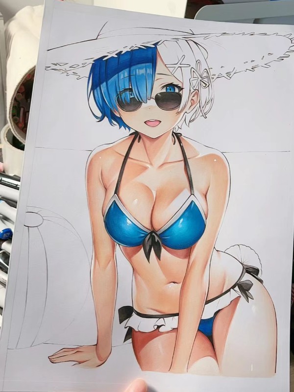 Sumumu's Rem in Bikini Hot Sexy Hand drawing with marker