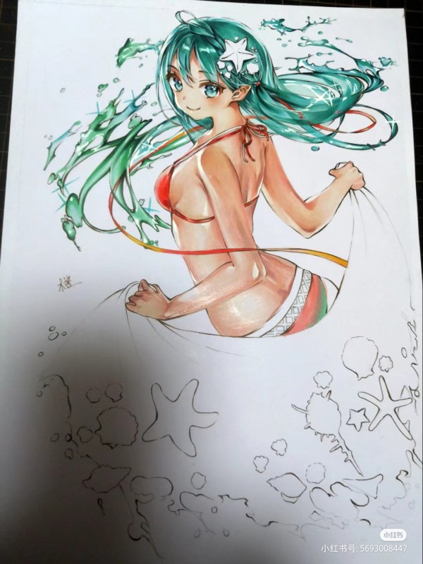 Sumumu's Dear Smile Bikini girl Hot Sexy Hand drawing with marker