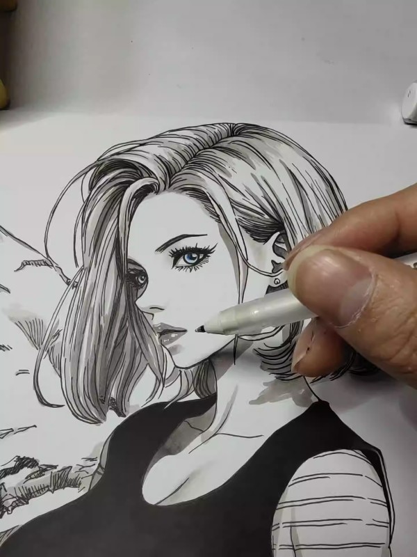 XiaKe's Dragon Ball Android 18 Hot Sexy Hand drawing with Pencil