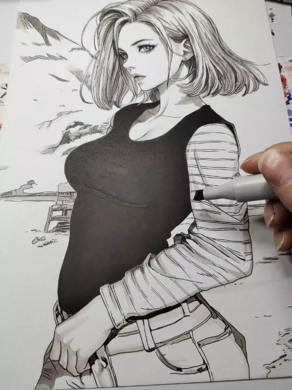 XiaKe's Dragon Ball Android 18 Hot Sexy Hand drawing with Pencil