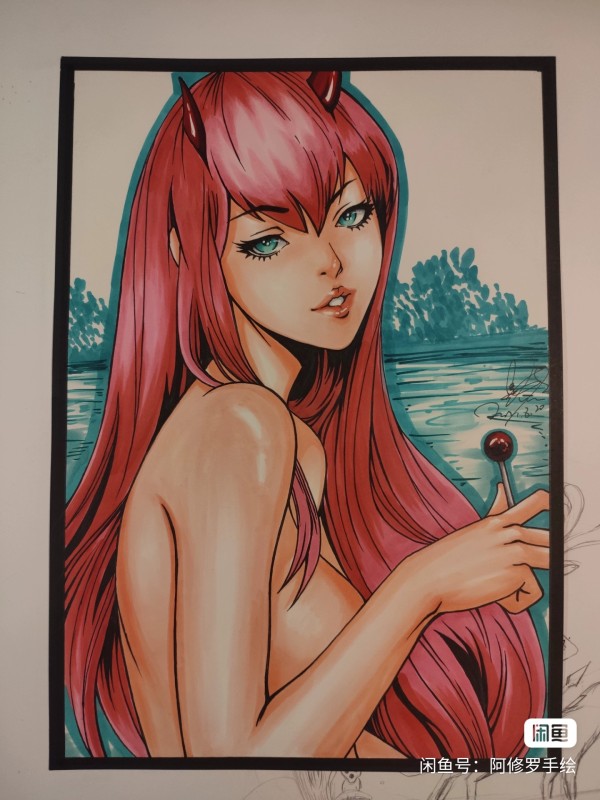 Asura's DARLING in the FRANXX 002 Zero Two Hot Sexy Hand drawing with marker