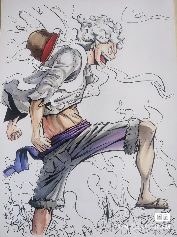 Hunfan's ONE PIECE Monkey D. Luffy Gear Fifth Hand drawing with marker