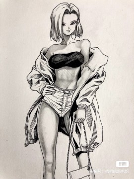 Jiji's Dragon Ball Android 18 Hot Sexy Hand drawing with pencil
