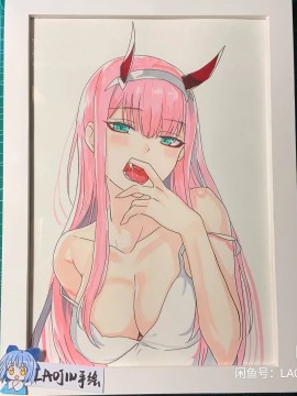 LaoJin22's DARLING in the FRANXX 002 Zero Two Hot Sexy Hand drawing with marker