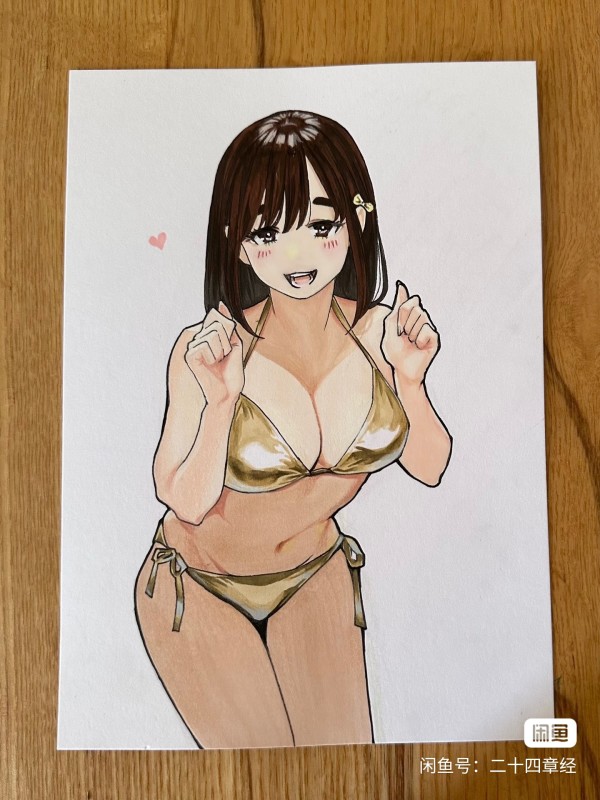24's Bikini girl Hot Sexy Hand drawing with marker