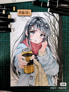 Civet's Sakurajima Mai Hot Sexy Hand drawing with marker