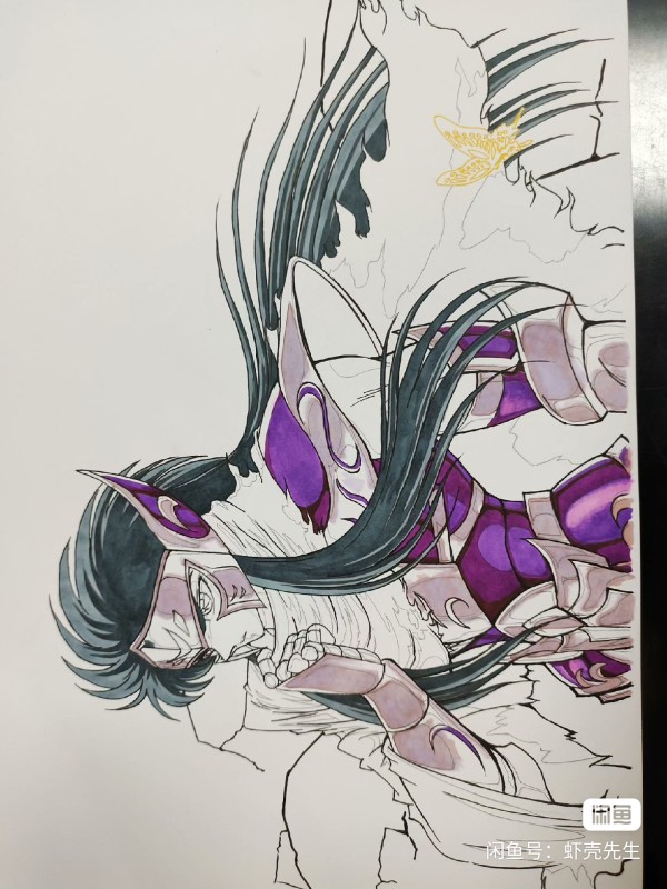 XiaKe's Saint Seiya purple Camus Aquarius Hand drawing with marker