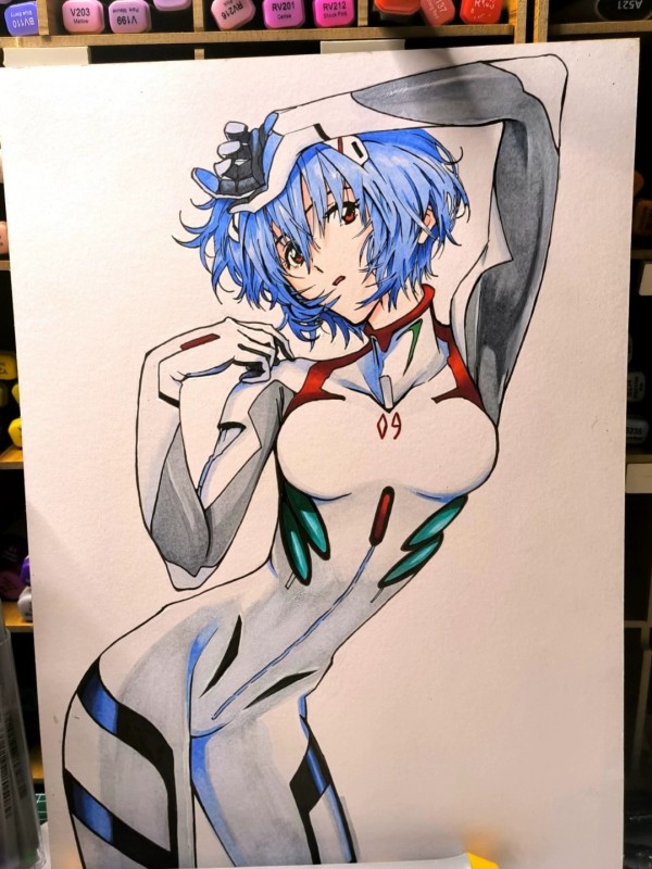 Gentleman's EVA Ayanami Rei Hot Sexy Hand drawing with colored pencil