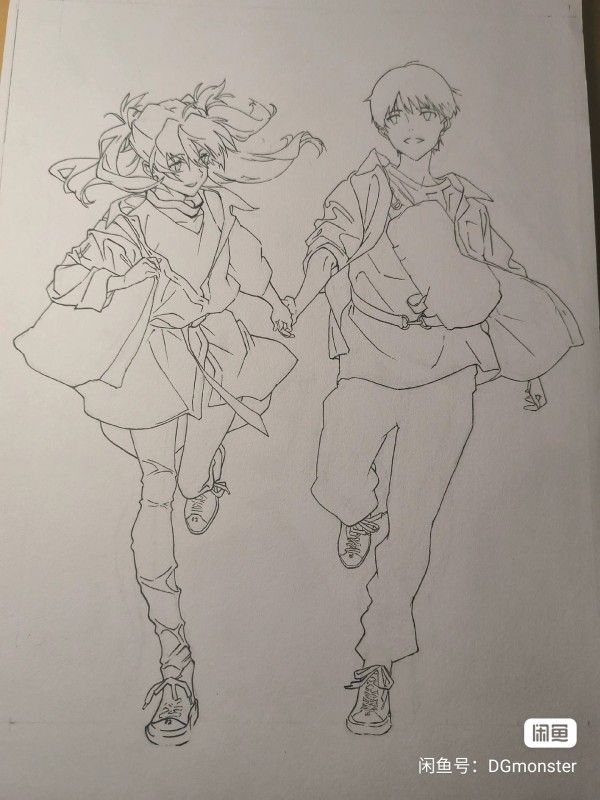 DGmonster's EVA Ikari Shinji and Asuka Langley Soryu Hand drawing with marker