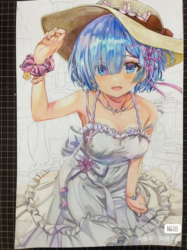 Feng's Rem Hot Sexy Hand drawing with Colored pencil