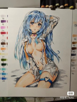 Neko's Japanese anime girl Hot Sexy Hand drawing with marker