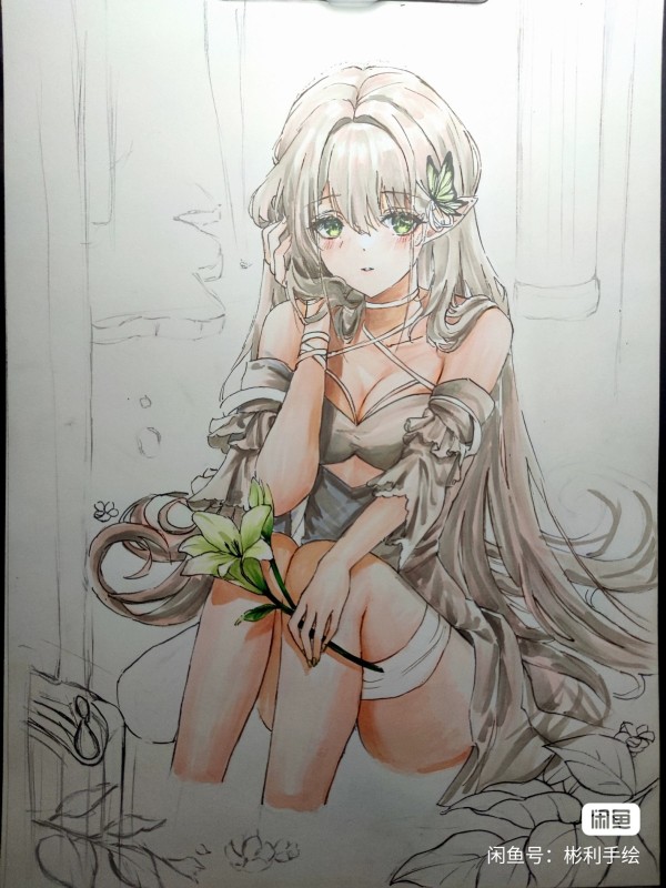 Bingli's Japanese anime girl Hot Sexy Hand drawing with marker