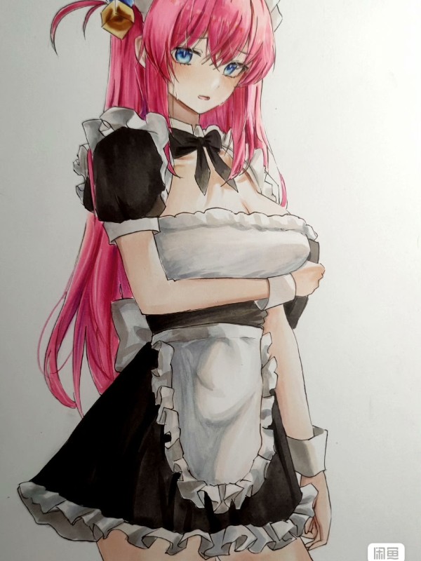 Bingli's Bocchi The Rock! Gotoh Hitori in maid dress Hot Sexy Hand drawing with marker