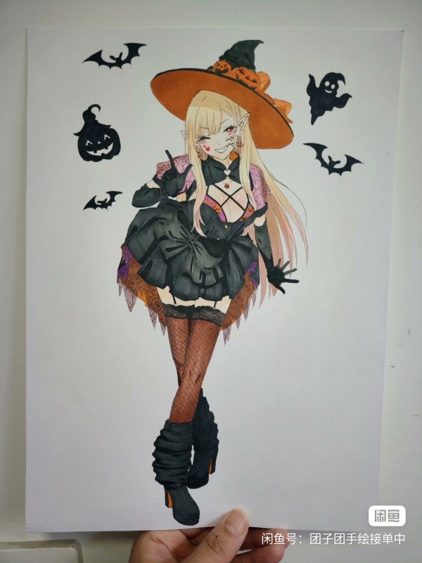 Tuanzi's My Dress-Up Darling Kitagawa Marin on Halloween Hot Sexy Hand drawing with marker