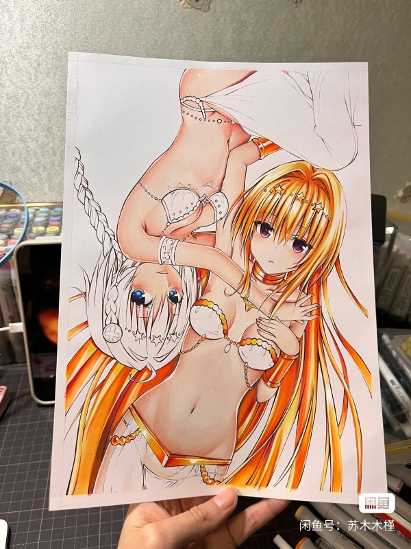 Sumumu's To Love-Ru Kurosaki Meia and Eve in Bikini Hot Sexy Hand drawing with marker