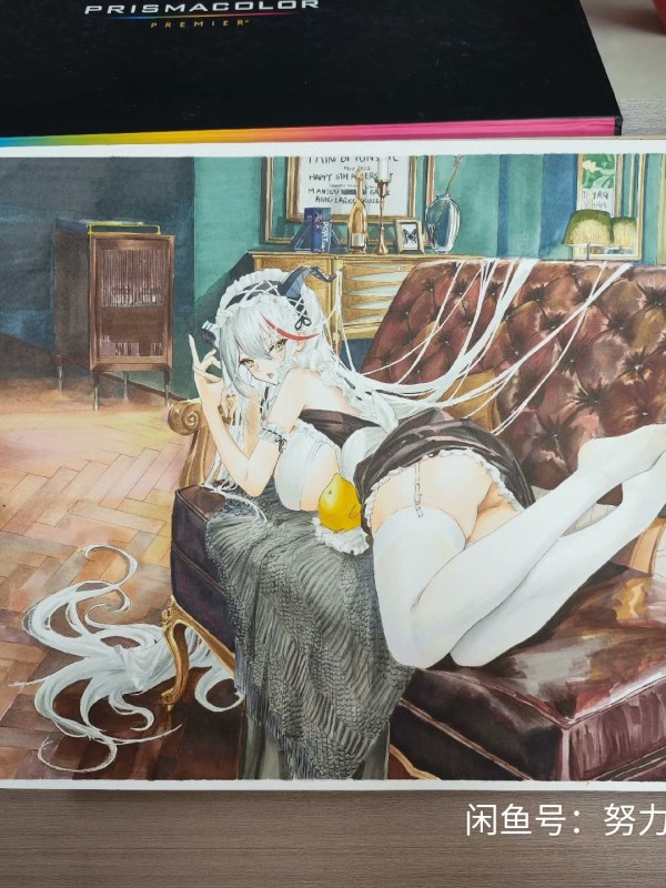 BaiCai's Azur Lane KMS Agir in maid dress Hot Sexy hand drawing with marker