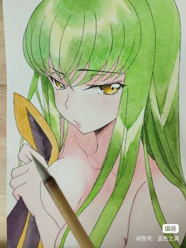 Blue's Code Geass C.C. Hot Sexy Watercolor Painting