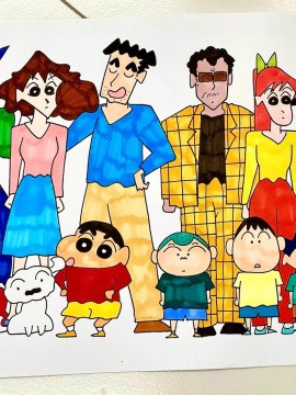 WEIWEI's Crayon Shin-chan Family Portrait Hand drawing with marker