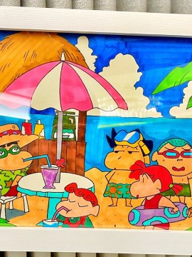 WEIWEI's Crayon Shin-chan and his buddies on summer vacation Hand drawing with marker