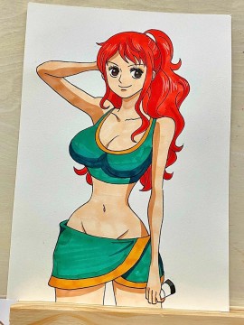WEIWEI's ONE PIECE Nami Hot Sexy Hand drawing with marker