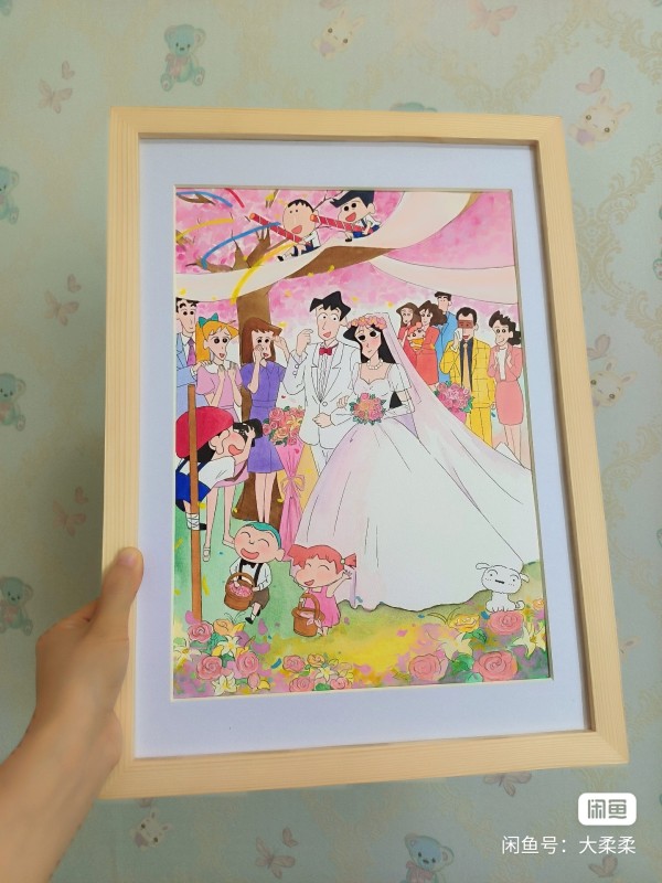 Rourou's Crayon Shin-chan Matsuzaka Ume and Gyouda Tokurou's Wedding Watercolor Painting