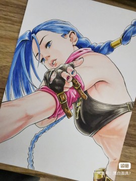 Mask's League of Legends Jinx Hot Sexy Hand drawing with marker