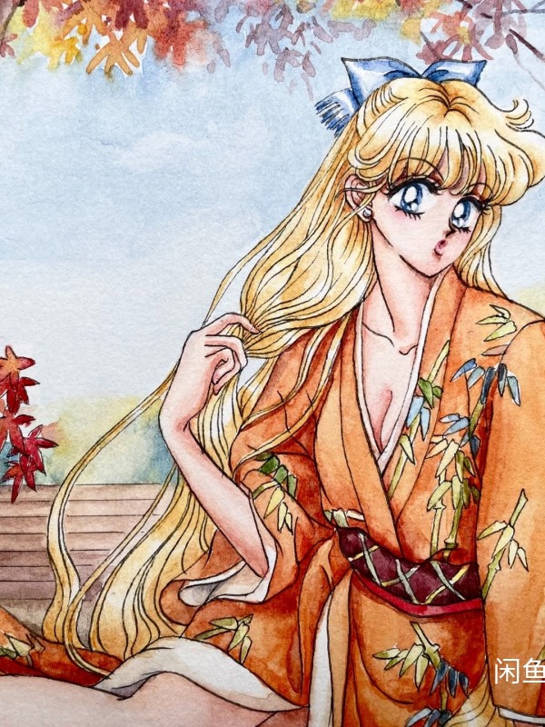 YuanYuan's Sailor Moon Venus Aino Minako Hot Sexy Watercolor Painting