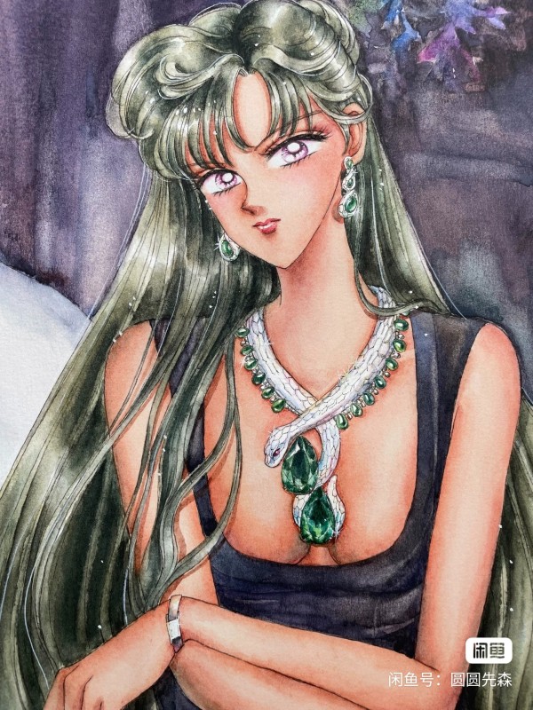 YuanYuan's Sailor Moon Pluto Meiou Setsuna Hot Sexy Watercolor Painting